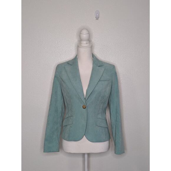 Vintage Petite Sophisticate Stretch Corduroy Blazer Jacket Size M Sea Foam Green - Picture 1 of 9